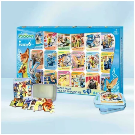 Disney Zootopia拼圖鐵盒20入組｜親子同樂收納兩用 81564